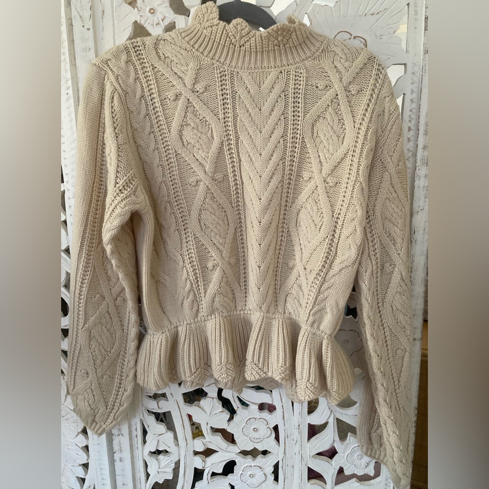Wishlist Cream Mock-neck Cable Knit Sweater